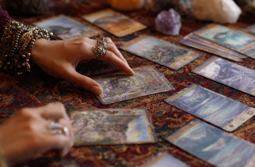 Tarot cards and candlelit reading